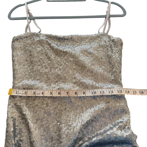 NWT Nookie Europa Pewter Silver Sequined Maxi Formal Dress Slit Large Event L - Picture 12 of 13